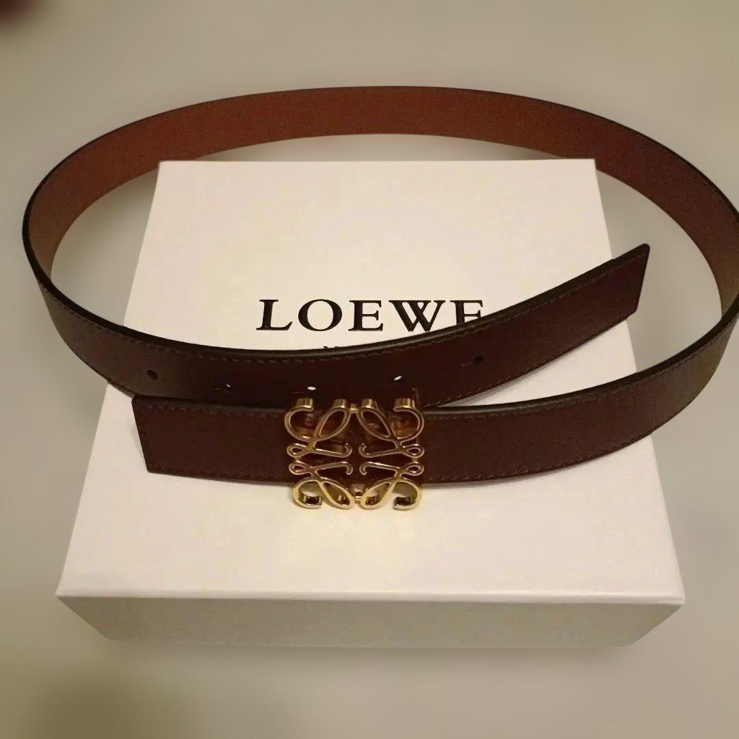 LOEWE ブラウンレザーベルト ロゴバックル