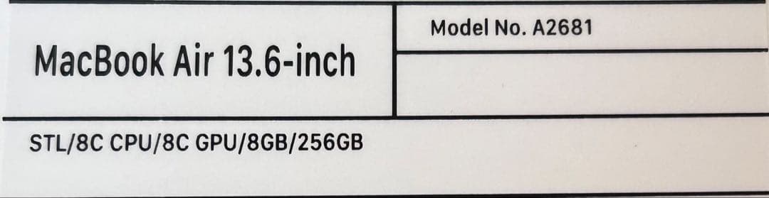 MacBook Air M2 8GB SSD 256GB 13.6 スターライト