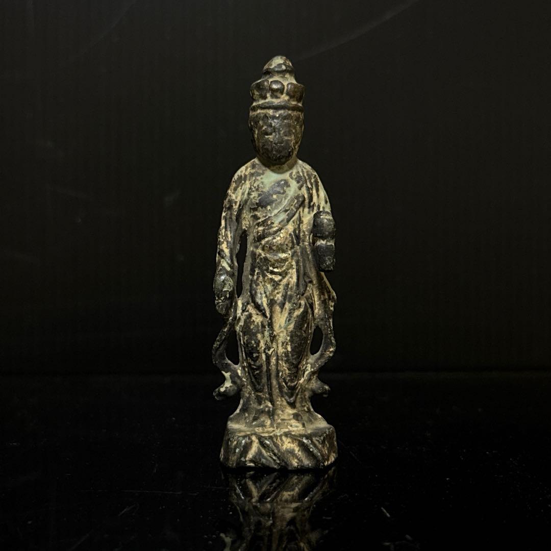 中国古玩 金銅仏 観音菩薩像 立像 仏像 仏教美術