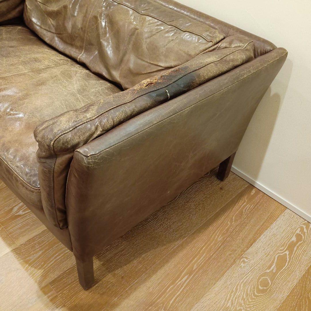 送料込み ヴィンテージ本革ソファ アスプルンド ブラウンレザー 2人掛けソファ