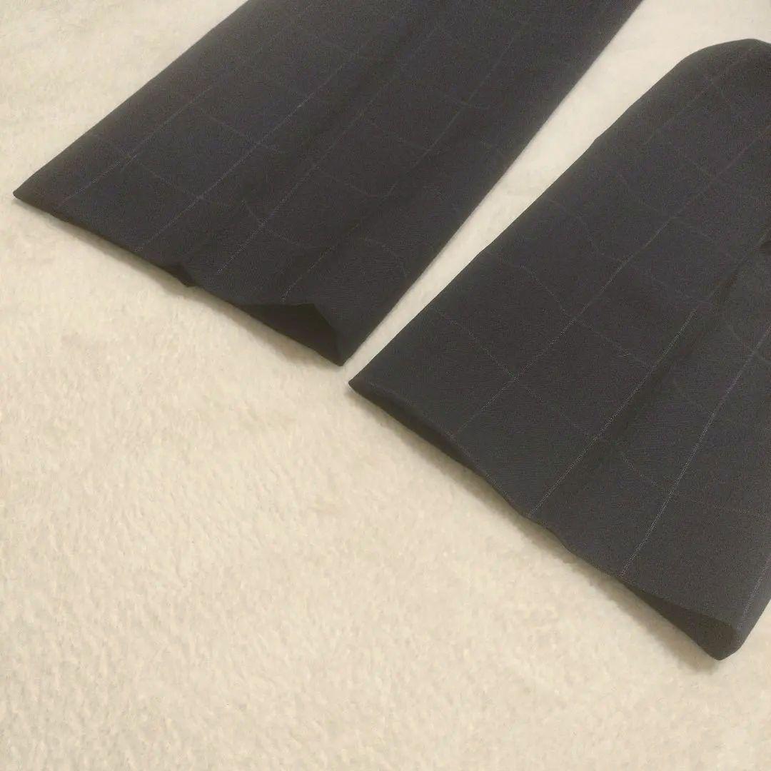 スリーピース　セットアップ　チェック　スーツ　ネイビー　紺　3ピース　背抜き