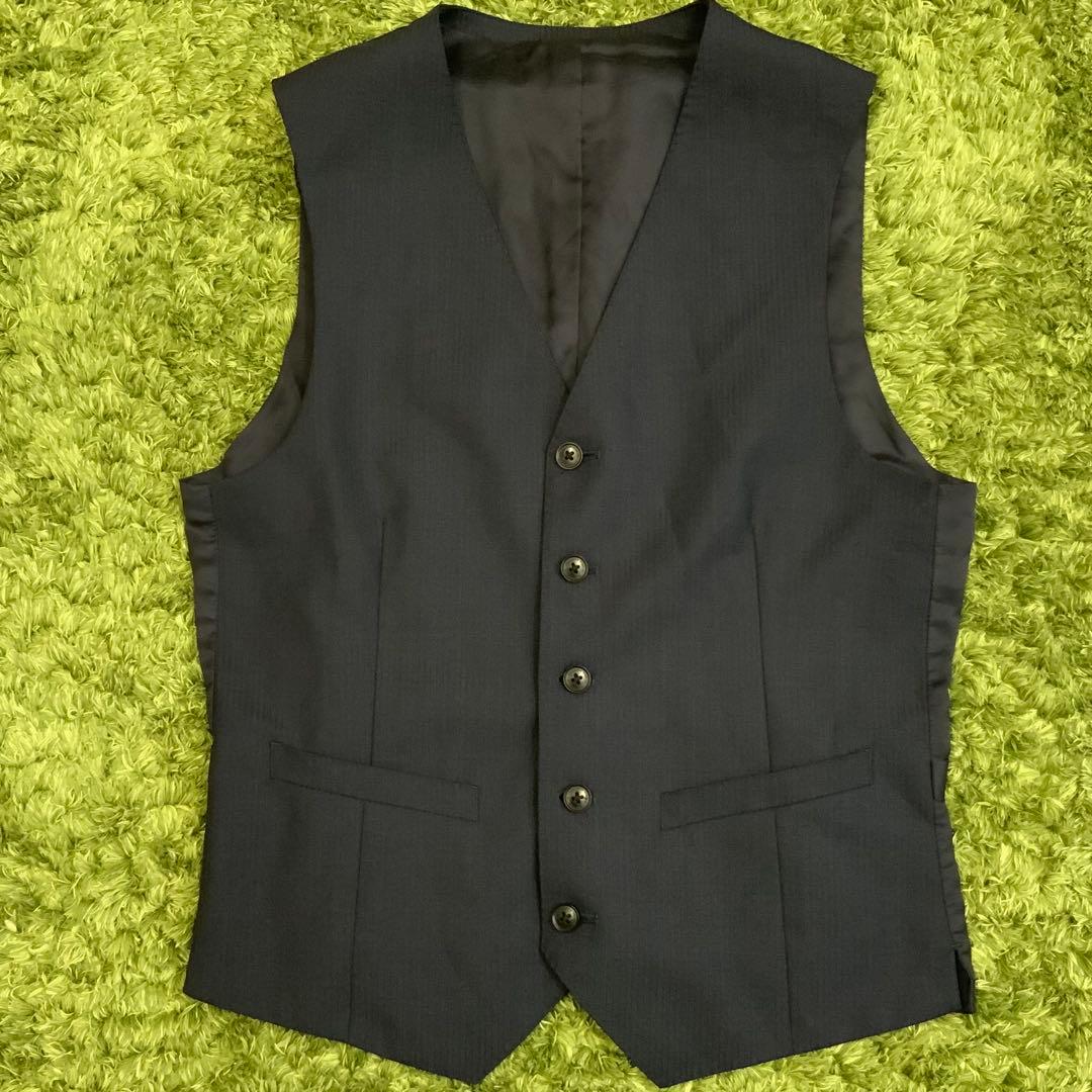 美品 3P タスマニアウール ネイビー スーツ ベスト MAJI メンズ Y4