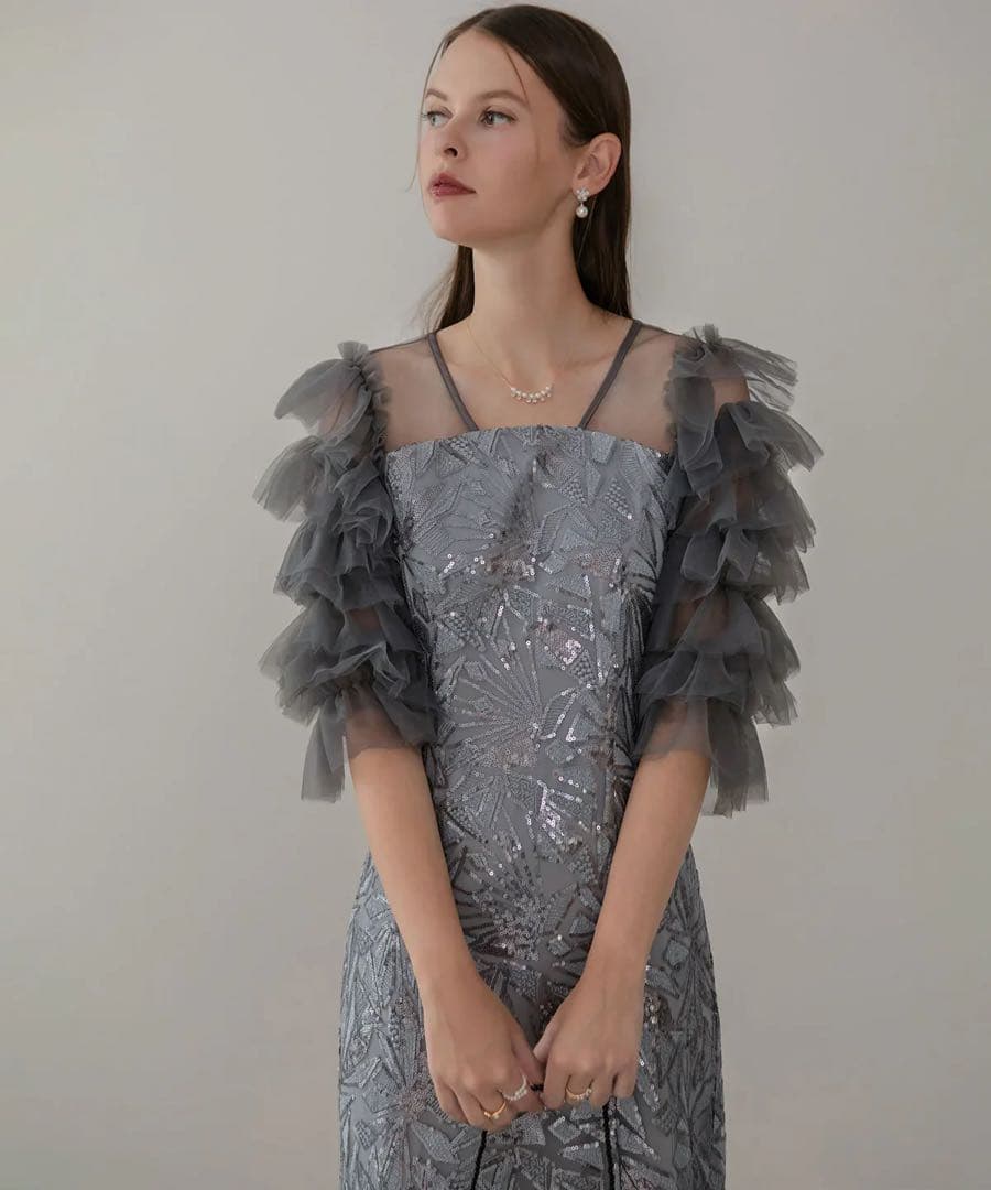 Leja オケージョンドレス お呼ばれドレス スパンコール