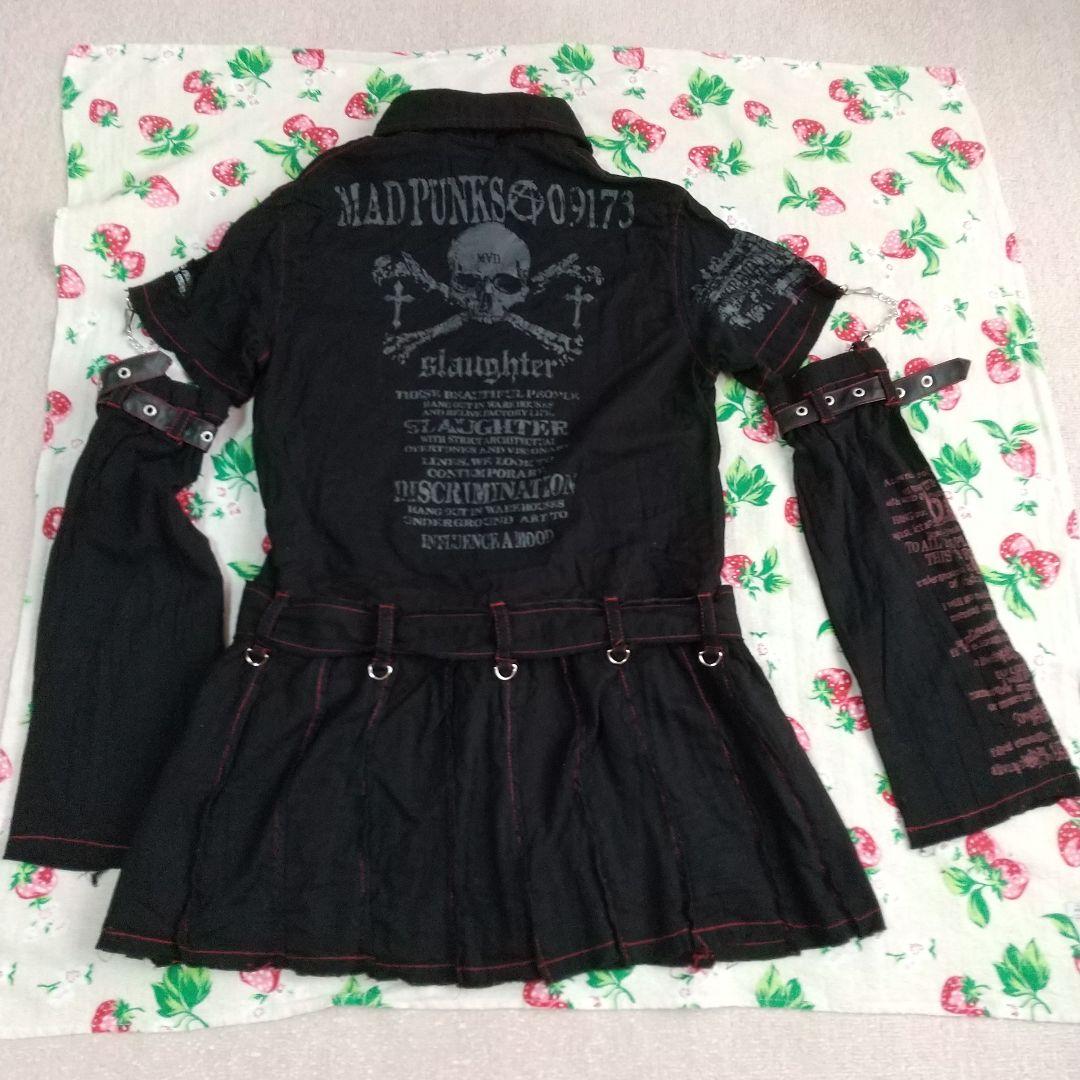 マッドパンクス アームカバー付き半袖ガーゼチュニック 黒