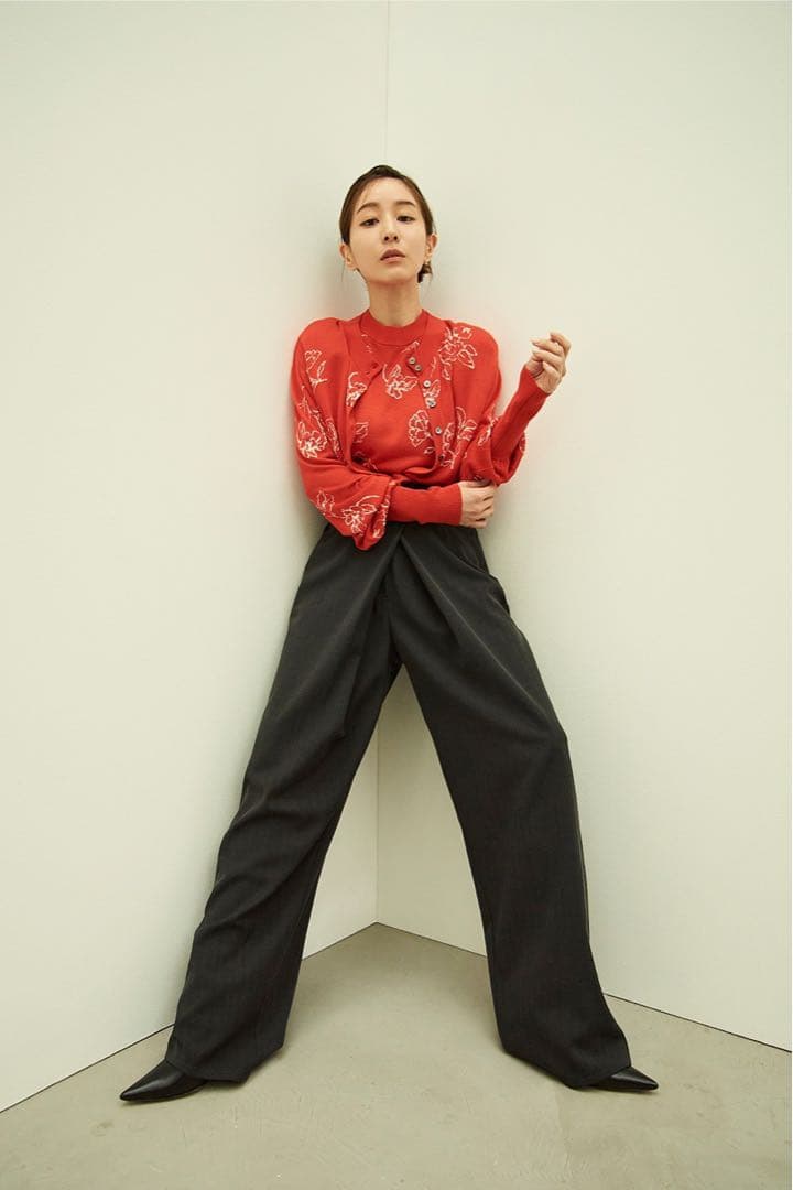 新品 田中みな実×CLANE FLOWER CARDIGAN RED サイズ1