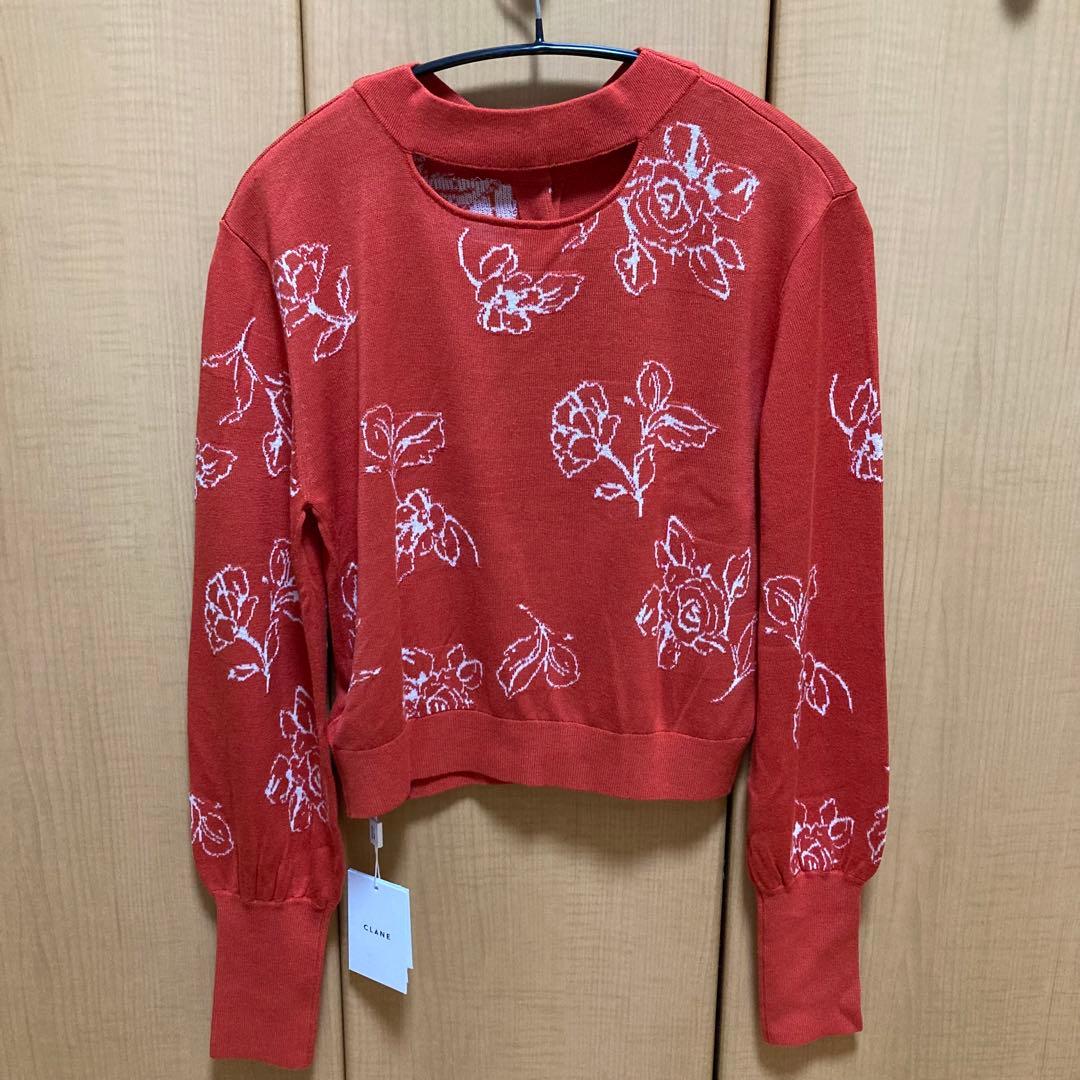 新品 田中みな実×CLANE FLOWER CARDIGAN RED サイズ1