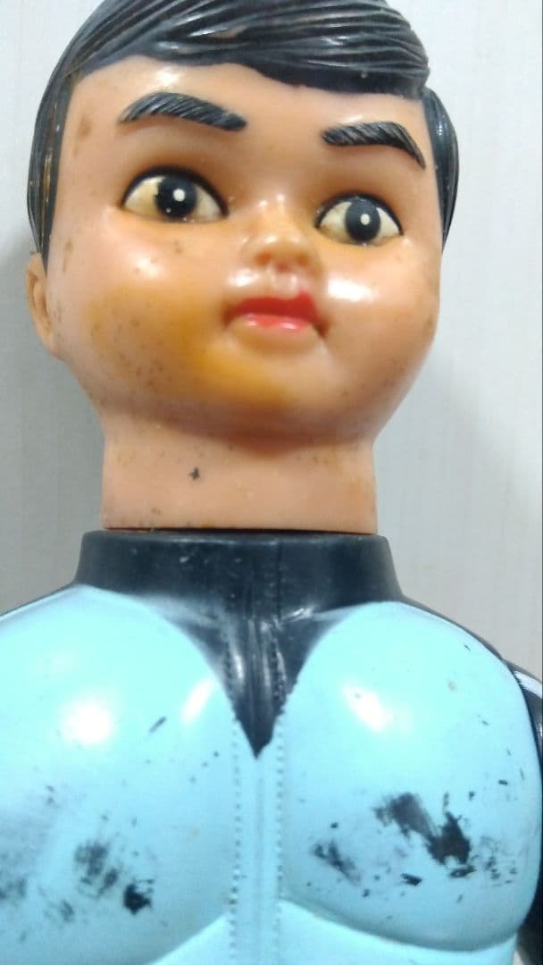 【希少一本ライン】旧バンダイ 仮面ライダー 面取れソフビ 2号 中期おたふく顔