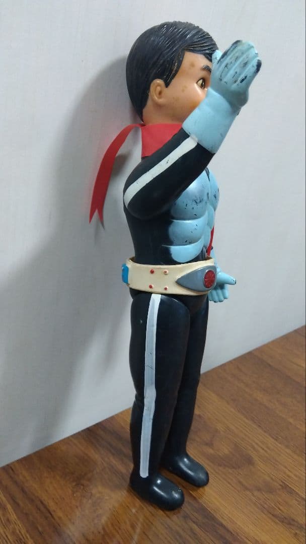 【希少一本ライン】旧バンダイ 仮面ライダー 面取れソフビ 2号 中期おたふく顔