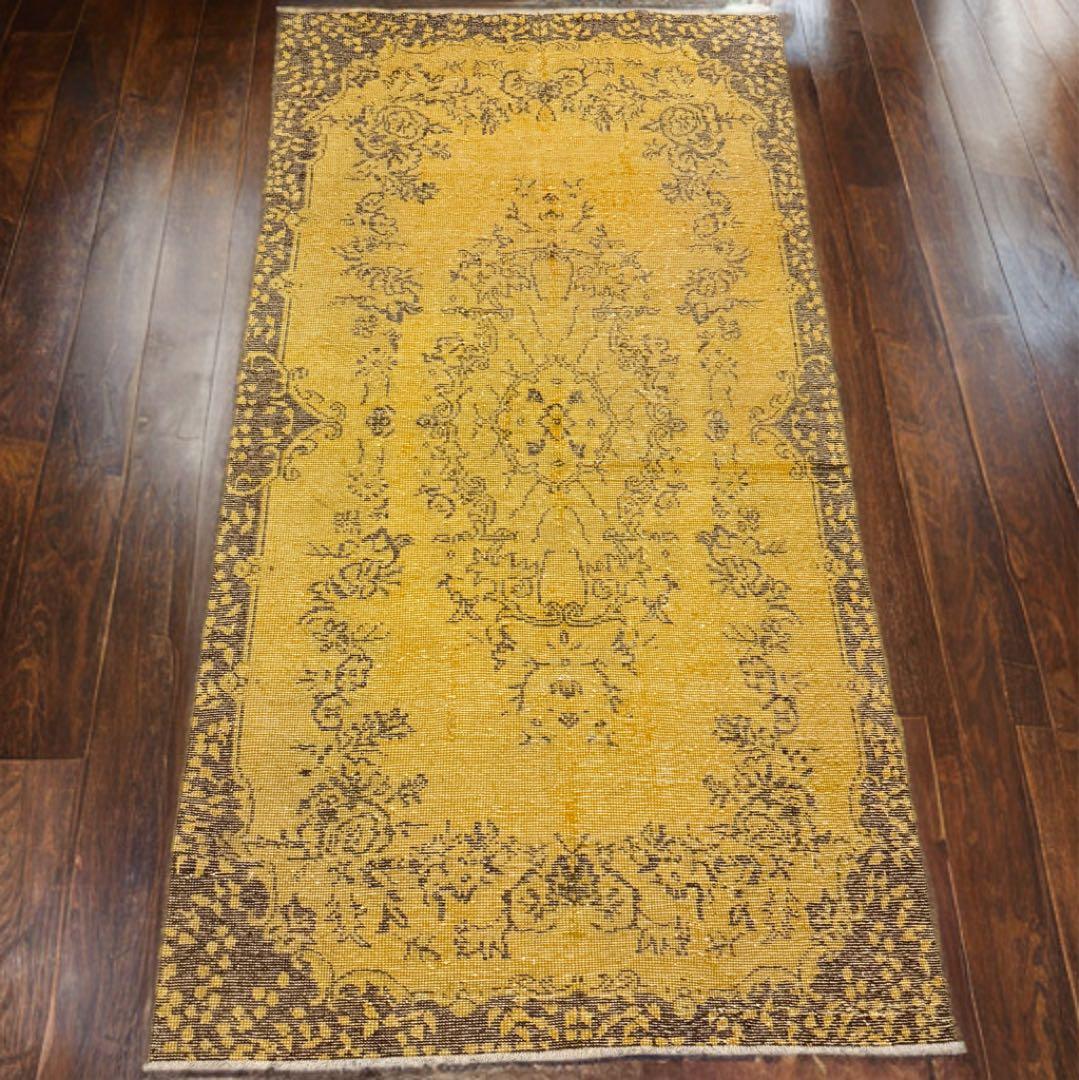 Antiques&Crafts880 ヴィンテージトルコラグイエローオーバーダイ