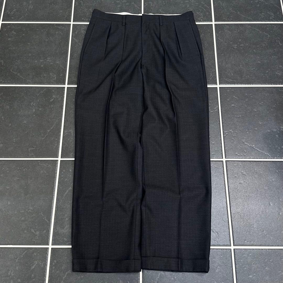 80s vintage 【ウール　ツータック　ワイドスラックス　極太　高級】