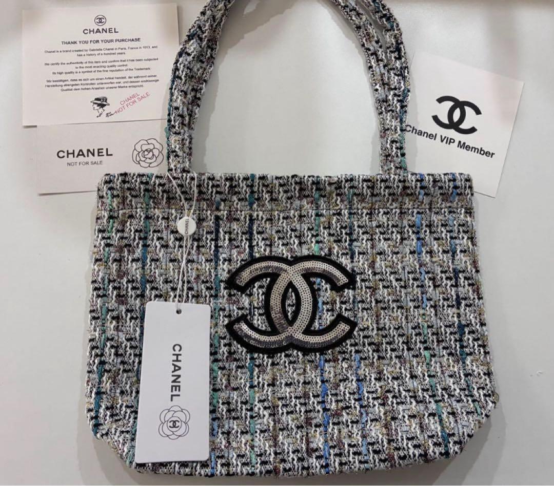 CHANEL トートバッグ　ハンドバッグ　ブルーラメ