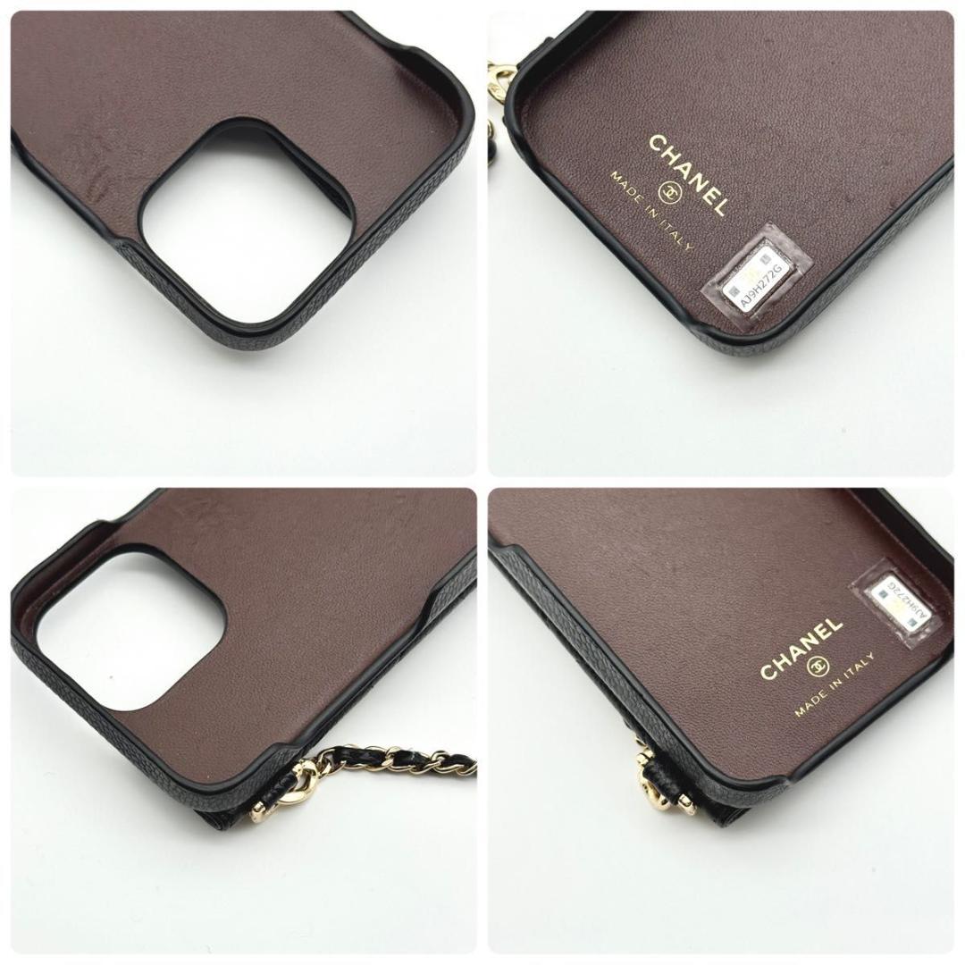 美品 CHANEL iPhone 13 Pro ケース キャビアスキン ブラック