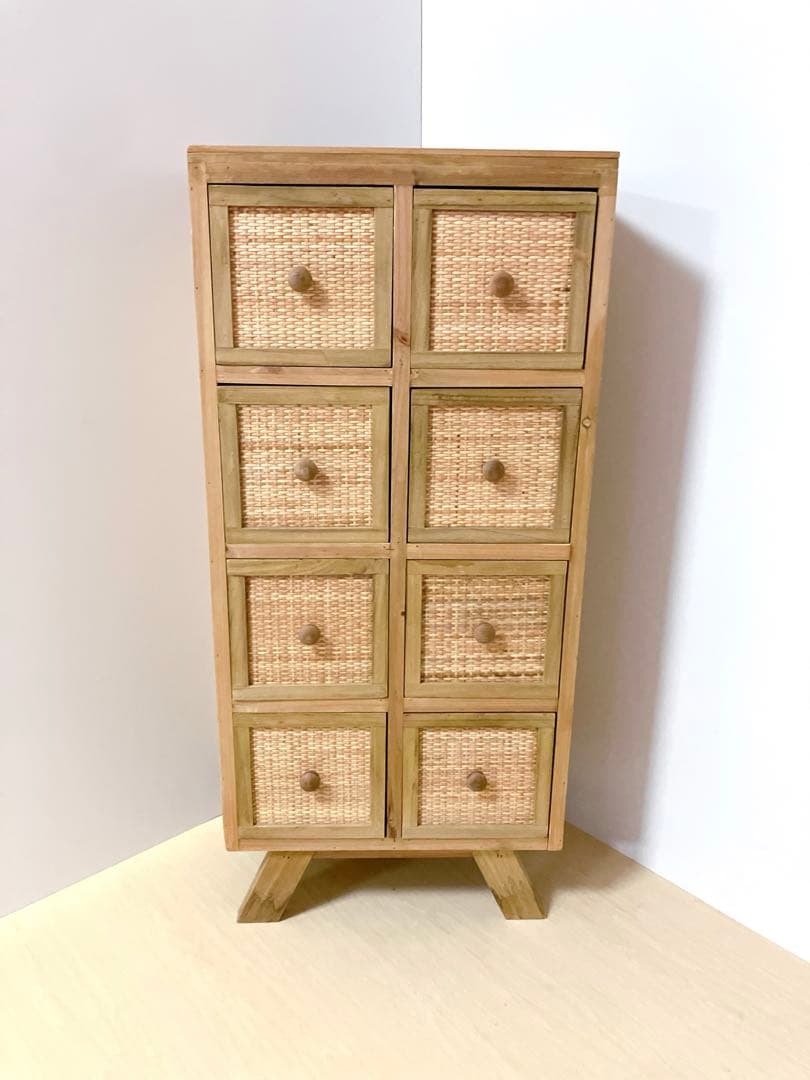 木製　4段チェスト　引き出し8個　タンス　箪笥　サイドチェスト　リビング収納