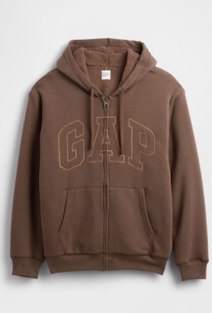 GAPロゴ裏ボア ジップアップパーカー