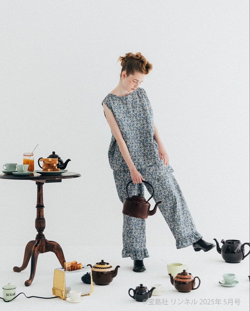 シクラメンnest robe リネンリバティフリルパンツ