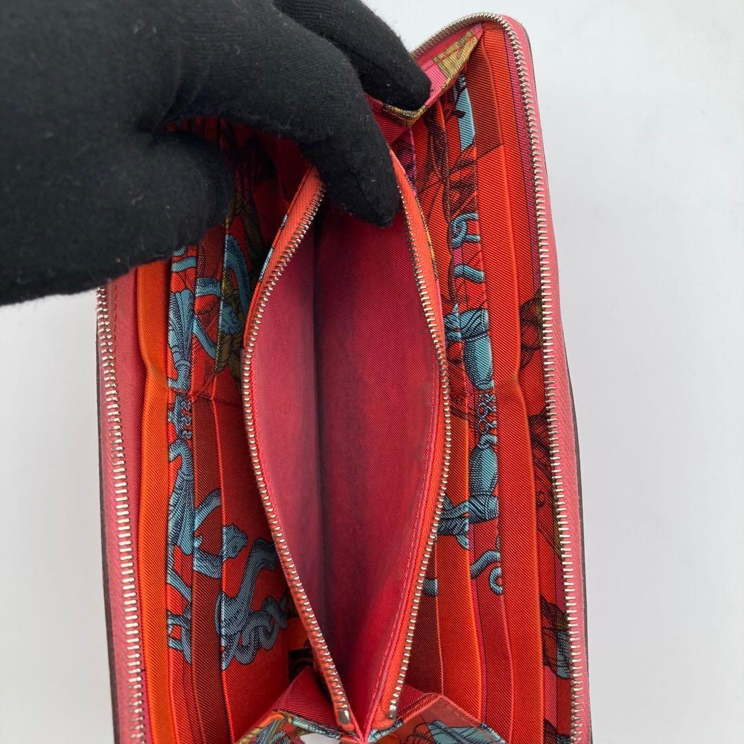 エルメス HERMÈS シルクイン 長財布 ピンク×マルチカラー 箱付き