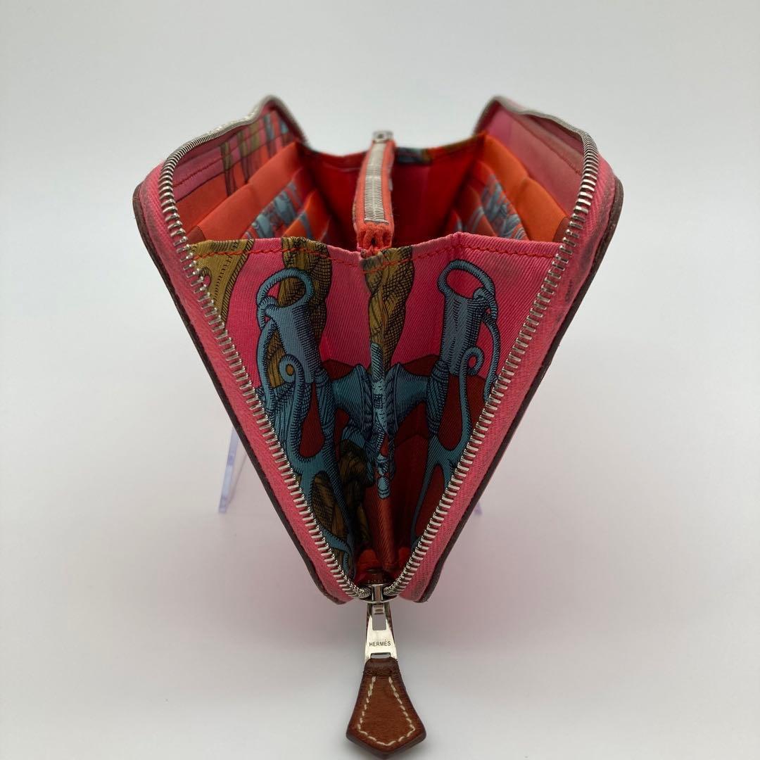 エルメス HERMÈS シルクイン 長財布 ピンク×マルチカラー 箱付き