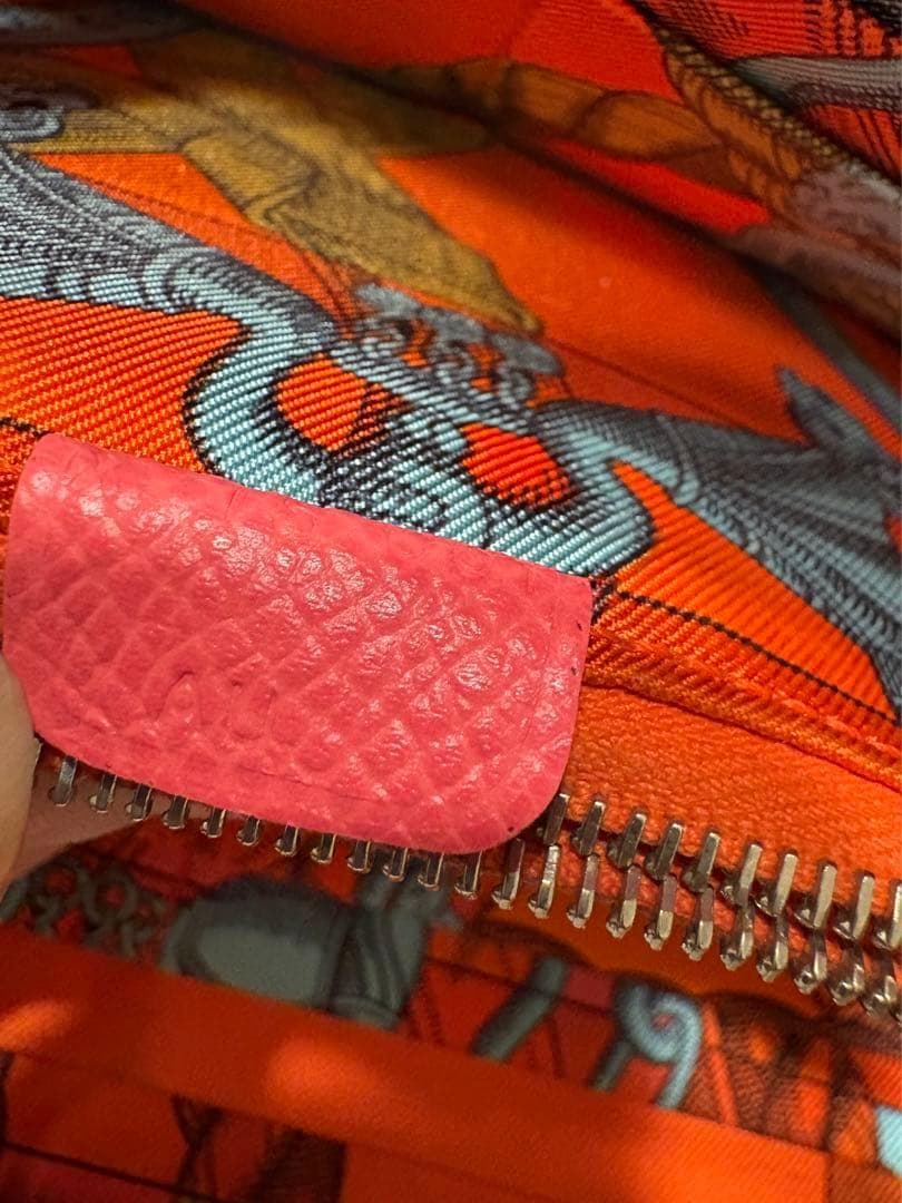 エルメス HERMÈS シルクイン 長財布 ピンク×マルチカラー 箱付き