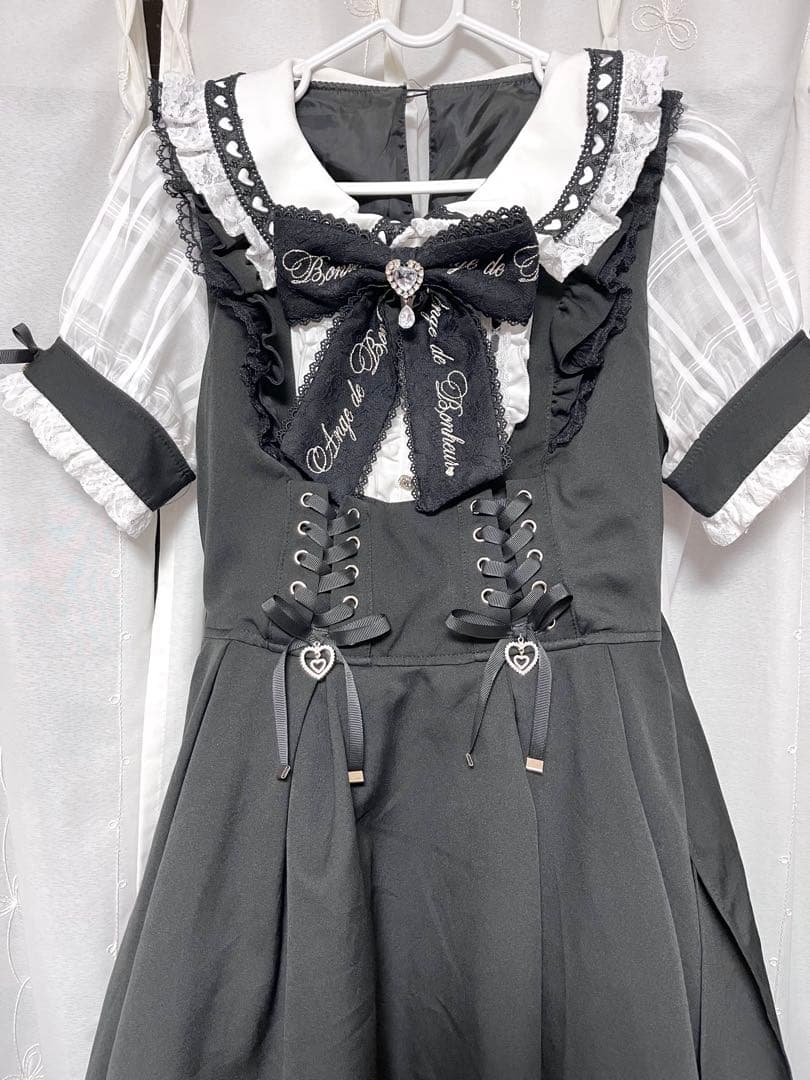 LIZLISA ハート衿プリーツフリルワンピース