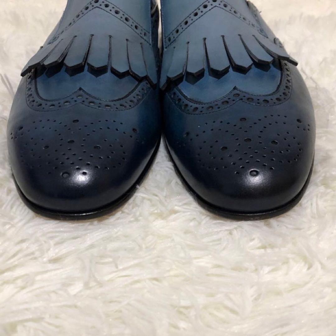 未使用✨サントーニ　ウィングチップシューズ メダリオン キルトタン　8 1/2