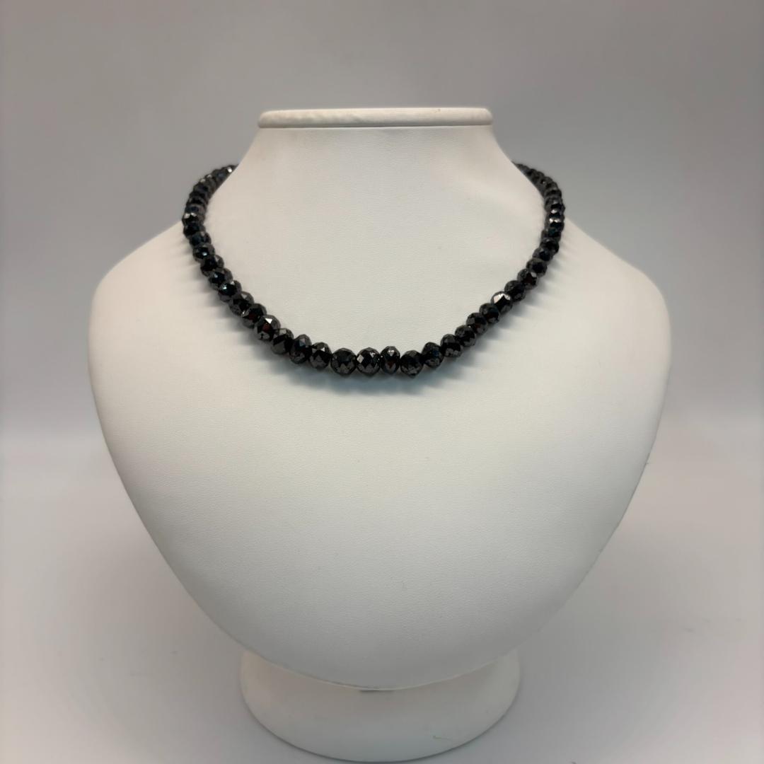 K18WG 天然ダイア ブラックダイアモンドネックレス 鑑定書付き