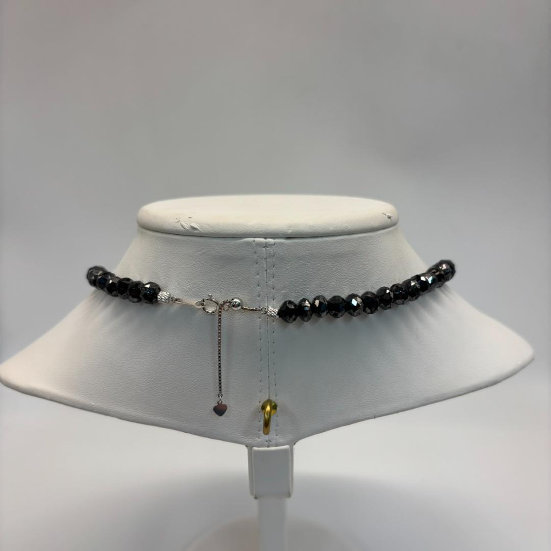 K18WG 天然ダイア ブラックダイアモンドネックレス 鑑定書付き