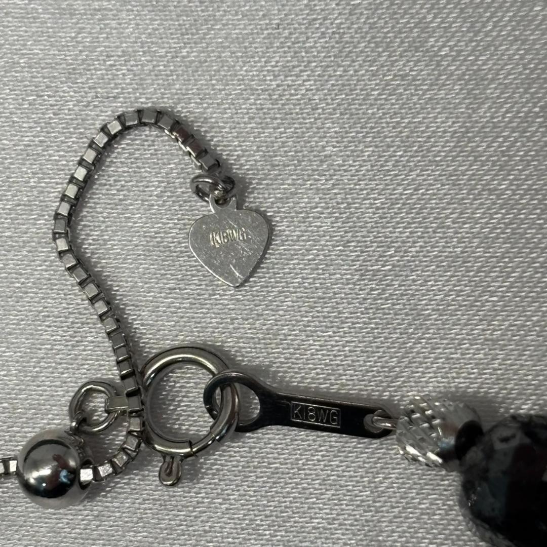 K18WG 天然ダイア ブラックダイアモンドネックレス 鑑定書付き