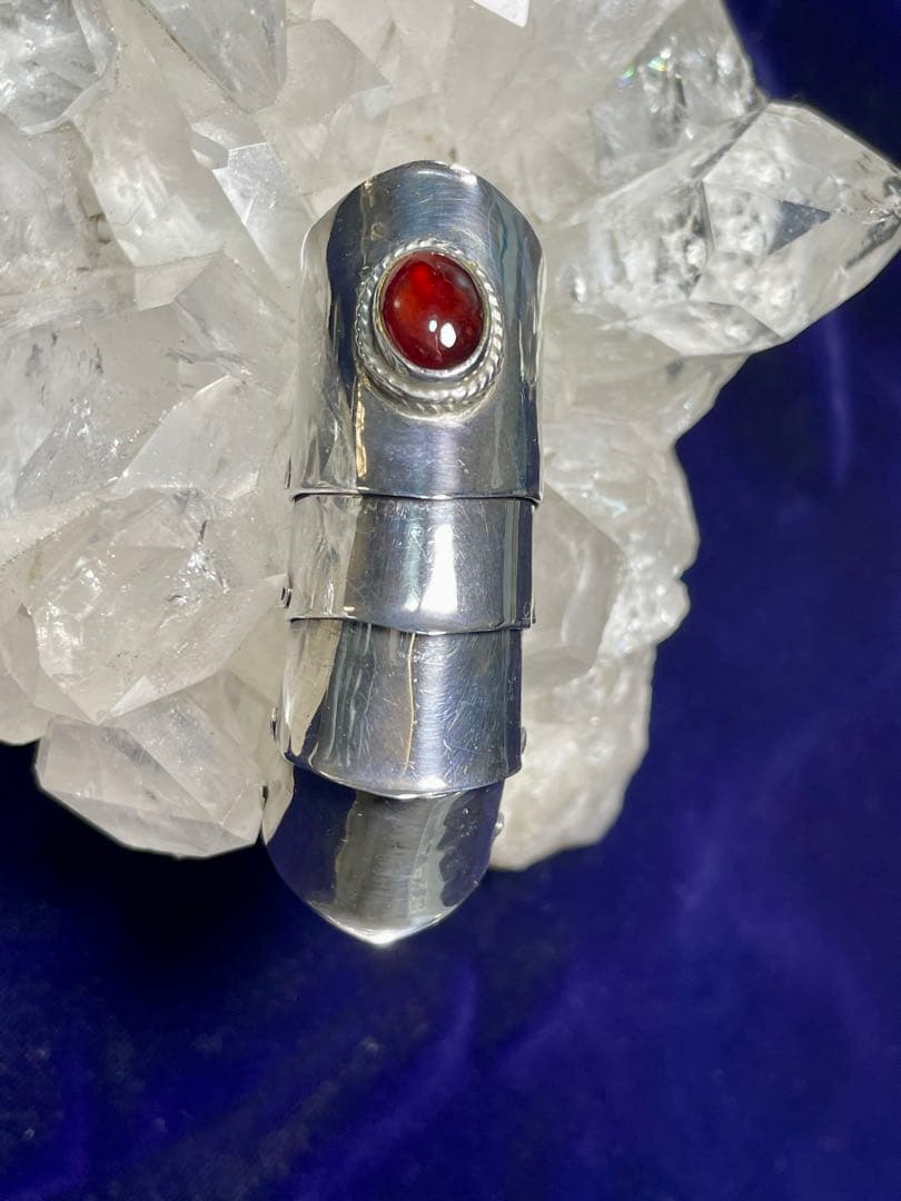 シルバー925 アーマーリング ガーネット付き刻印あり#15