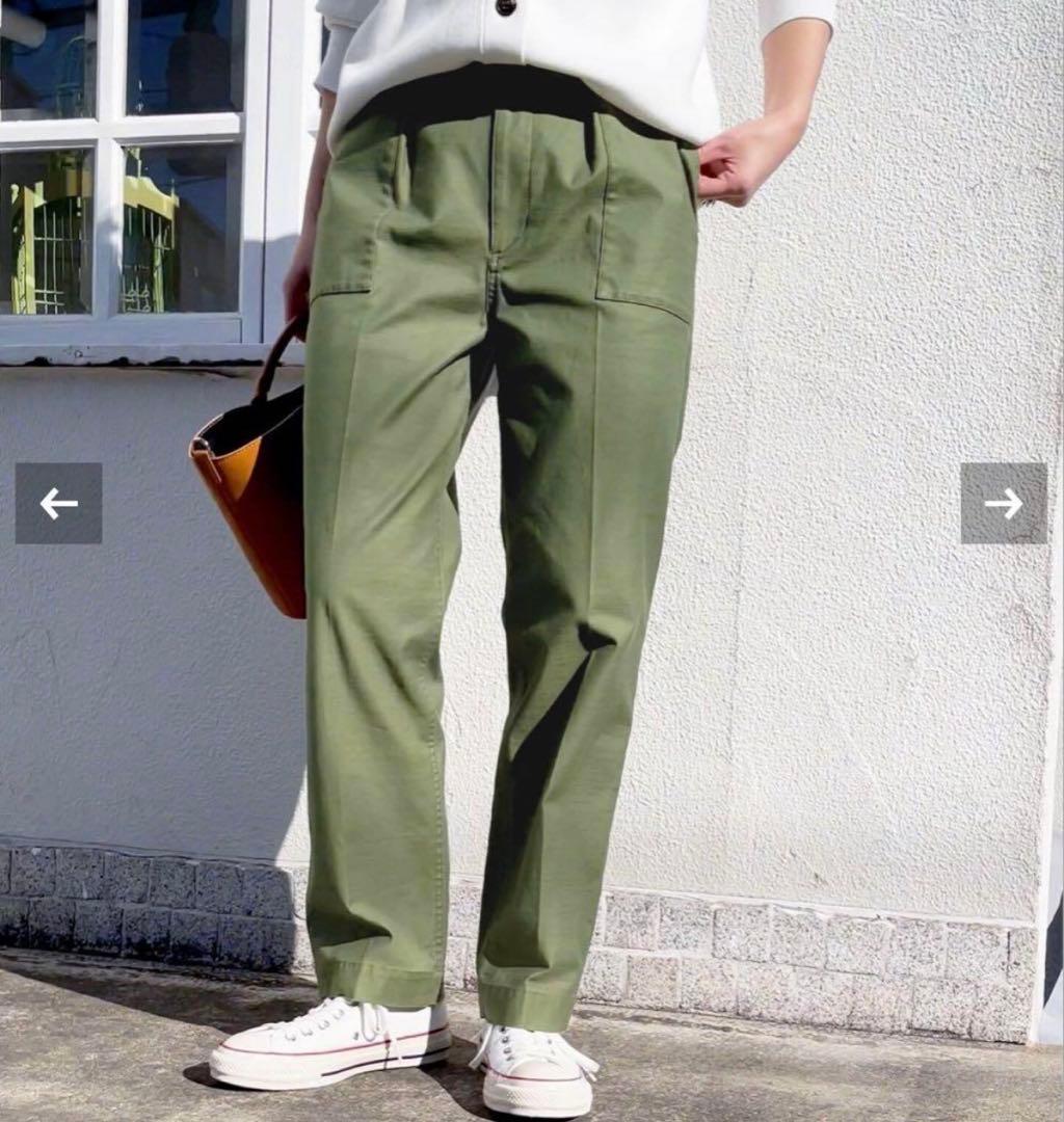 【新品タグ付】スピック&スパン　バックサテンイージーカーゴパンツ　38 ベイカー