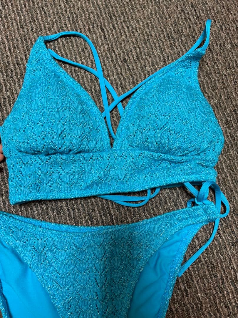 alency ラメニットビキニターコイズ ブルー　水着