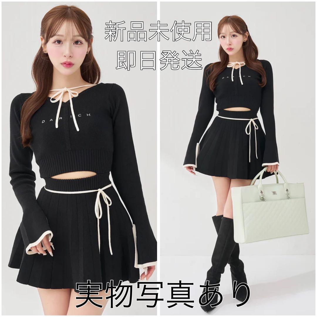 Darich ダーリッチ　ウエストオープンリボンデザインニットミニワンピース