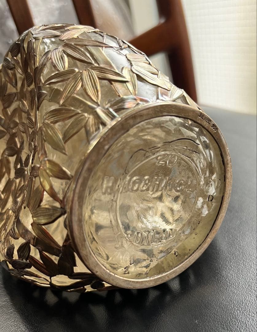 銀950製竹模様アンティークボトル