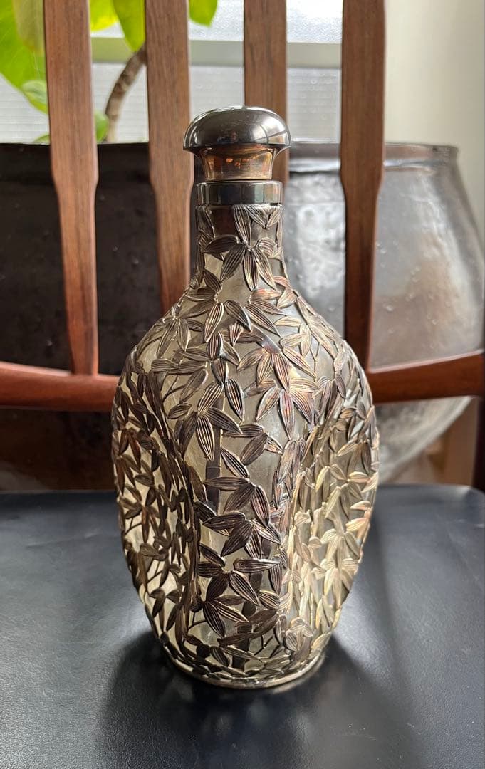 銀950製竹模様アンティークボトル