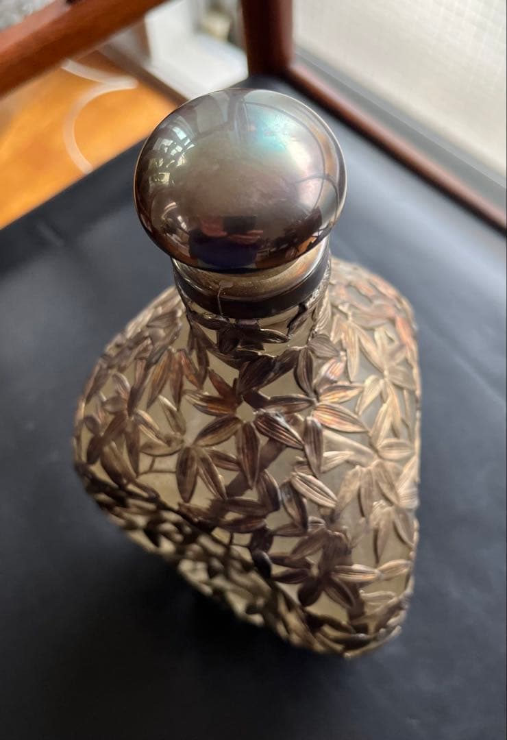 銀950製竹模様アンティークボトル