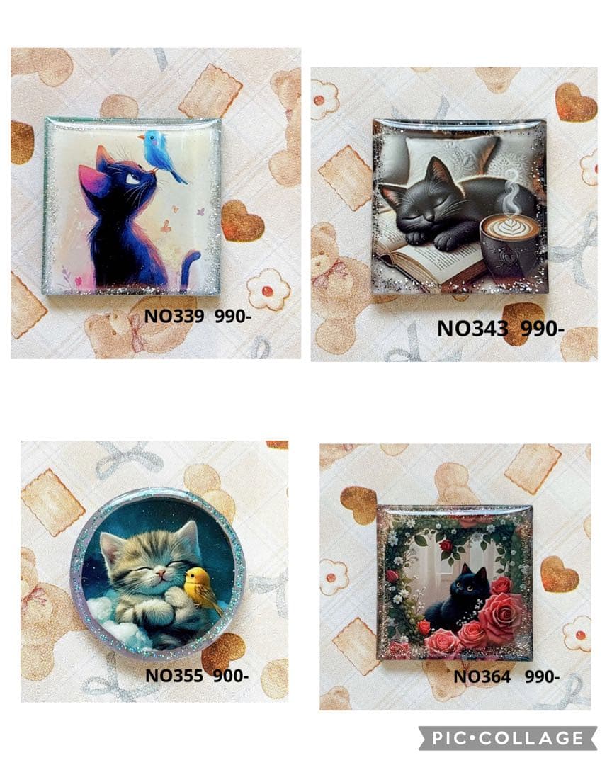 NO 359 レジン　ヘアゴム　ブローチ　ハンドメイド　猫ちゃん