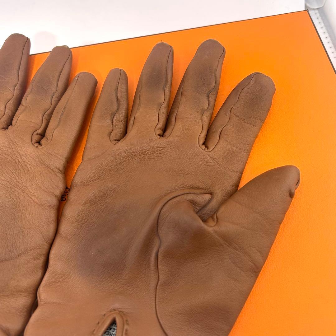 HERMES エルメス　手袋　グローブ　ケリー　ラムレザー　カシミヤ100％