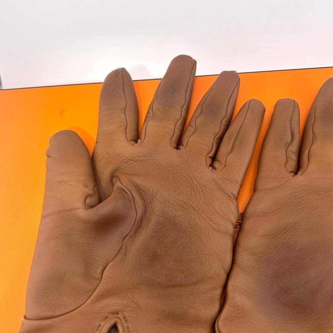 HERMES エルメス　手袋　グローブ　ケリー　ラムレザー　カシミヤ100％