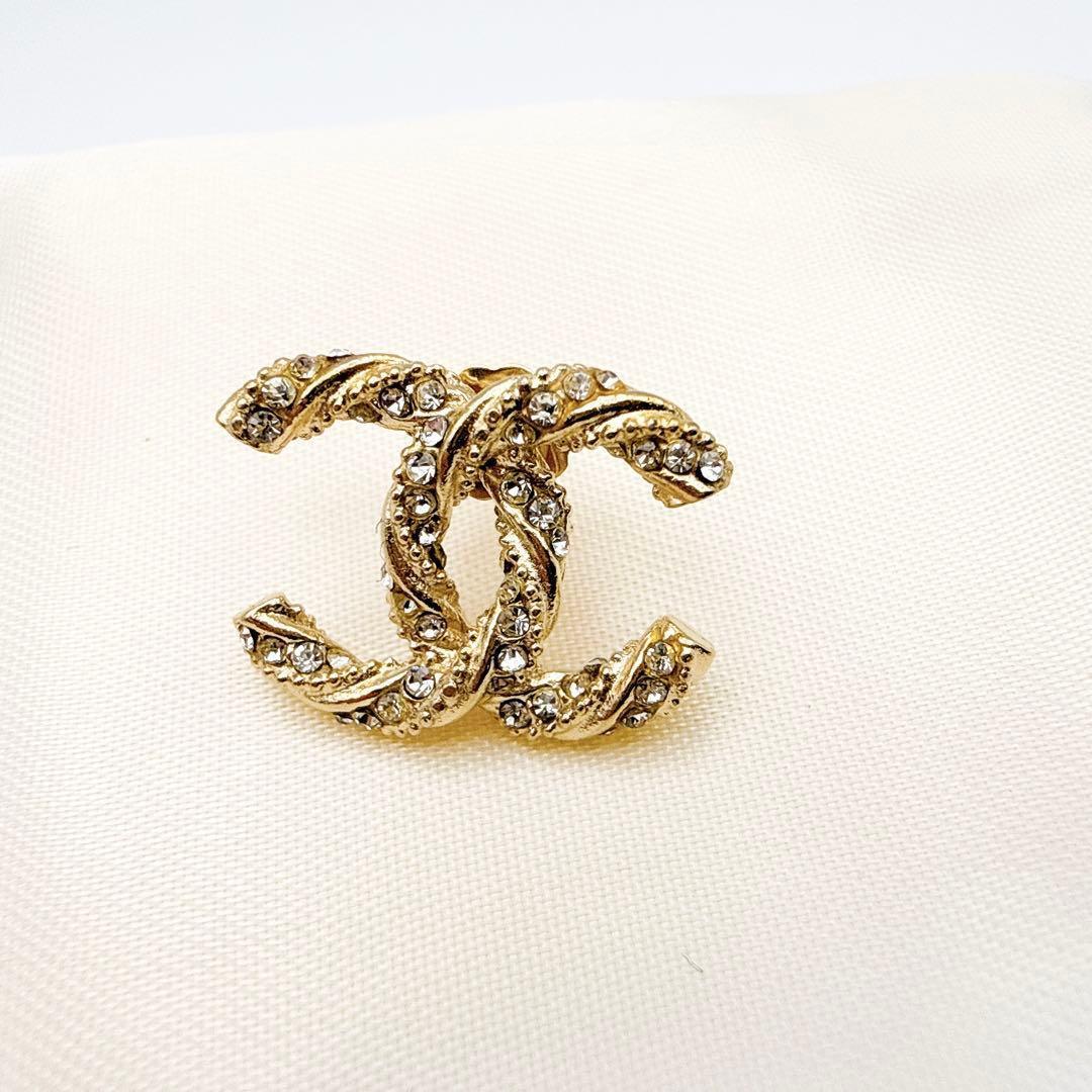 2928-1 美品✨CHANEL ピアス 片耳　ココマーク　ラインストーン