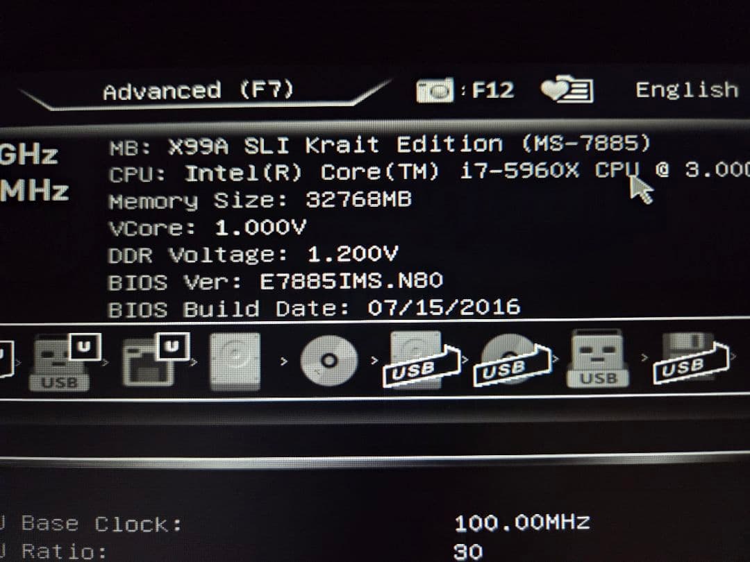 マザーボード CPU i7-5960x +MSI X99A SLI Krait Edition