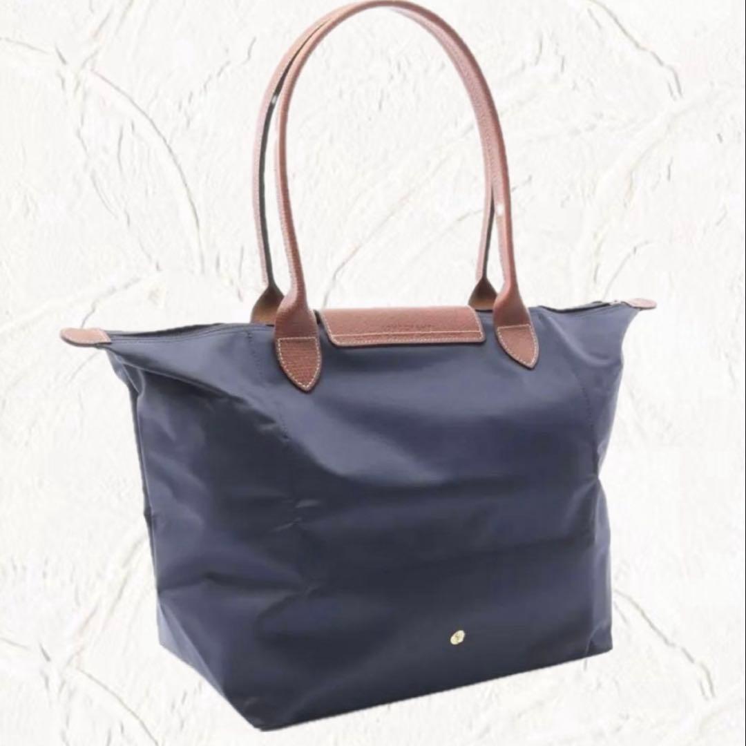 超人気 ロンシャン LONGCHAMP 折り畳みトートバッグ 大容量 ネイビーL