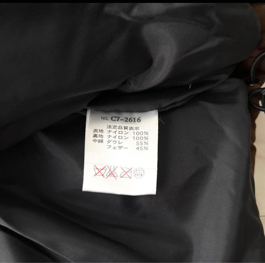 希少 チャンピオン ダウンジャケット 肉厚 刺繍ロゴ 刺繍ロゴ ヌプシ 茶色 L