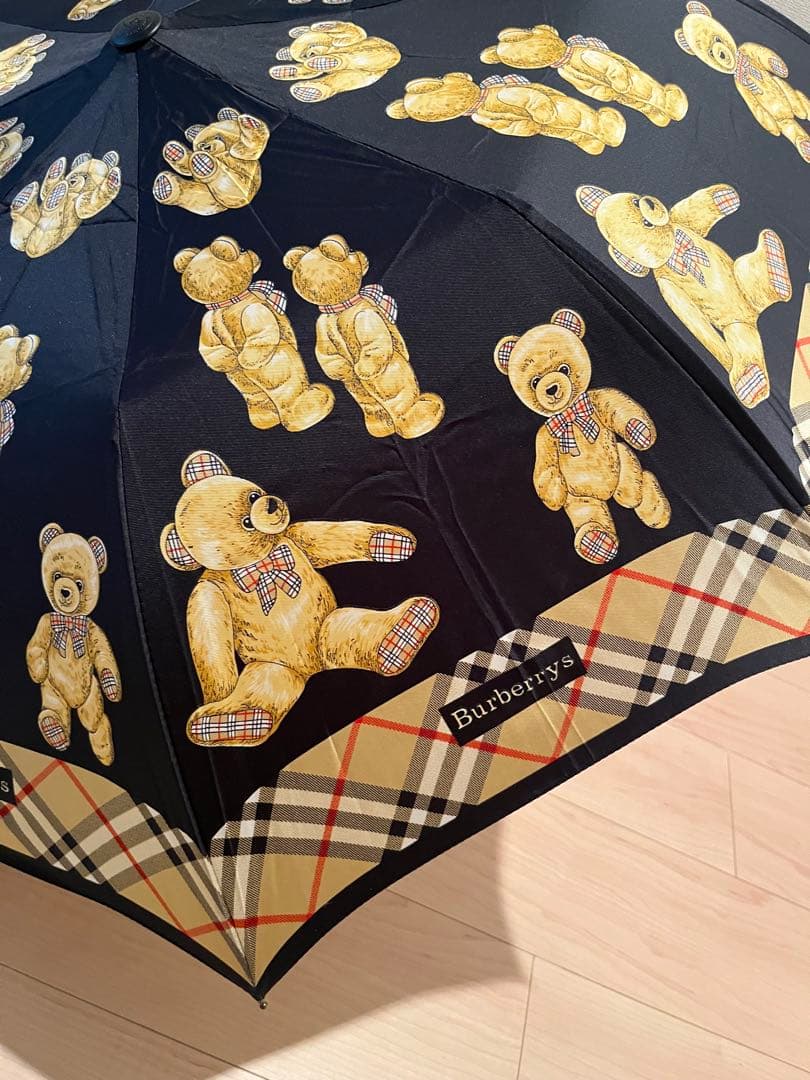 Burberrys クマ柄 折りたたみ傘 ブラック