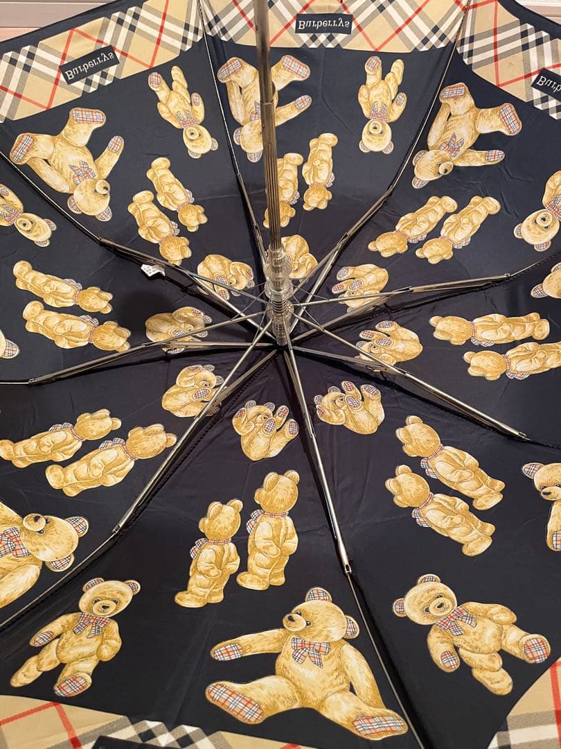 Burberrys クマ柄 折りたたみ傘 ブラック
