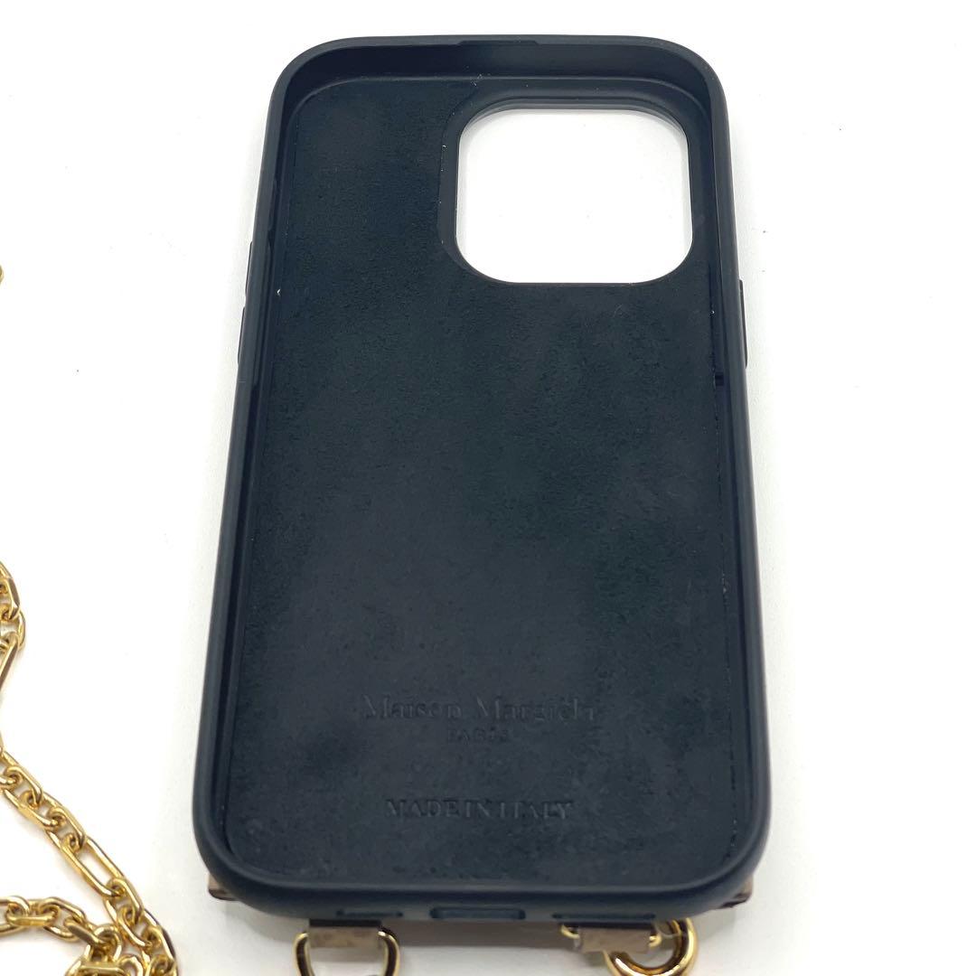 メゾンマルジェラ iPhoneケース 14 Pro対応 チェーンストラップ付き