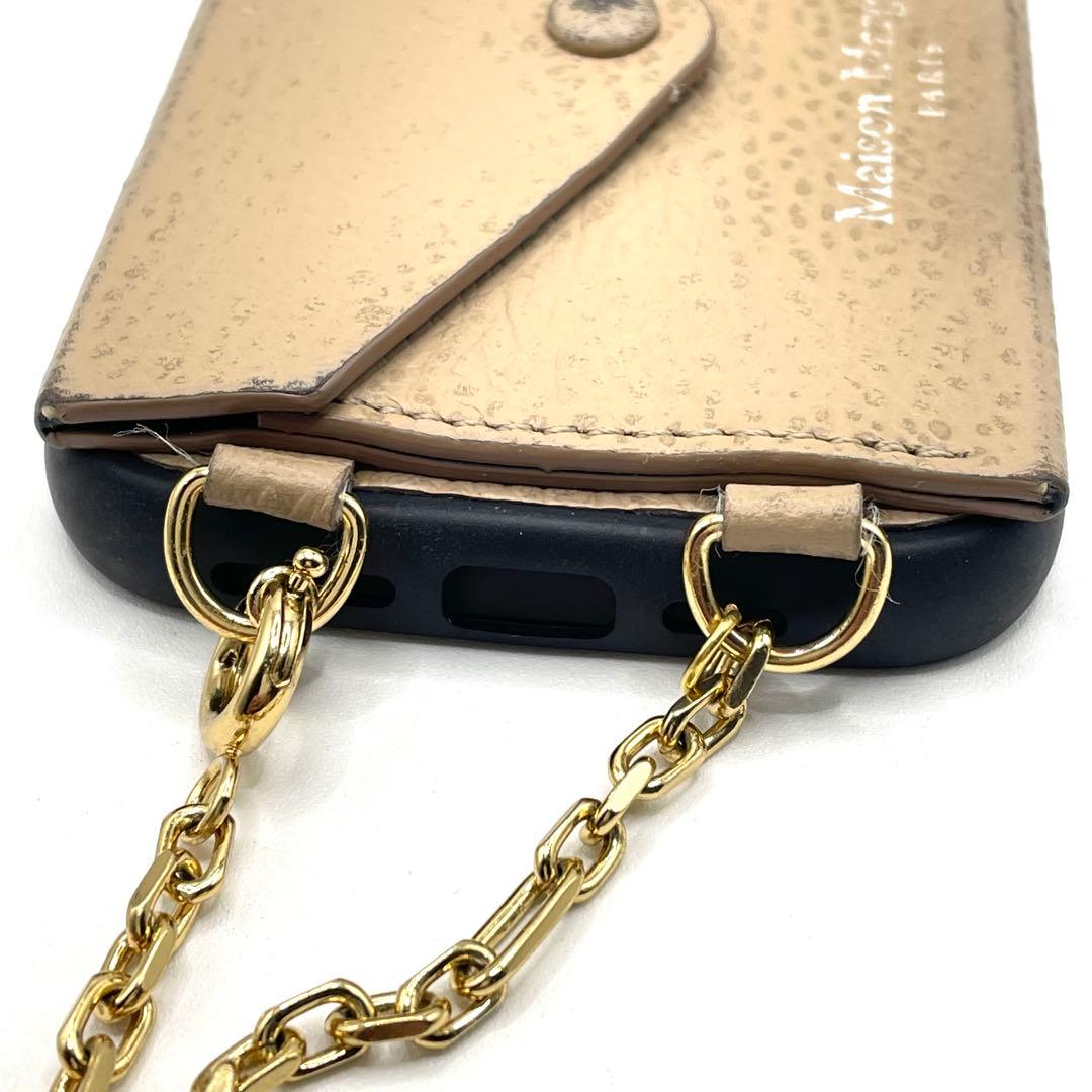 メゾンマルジェラ iPhoneケース 14 Pro対応 チェーンストラップ付き