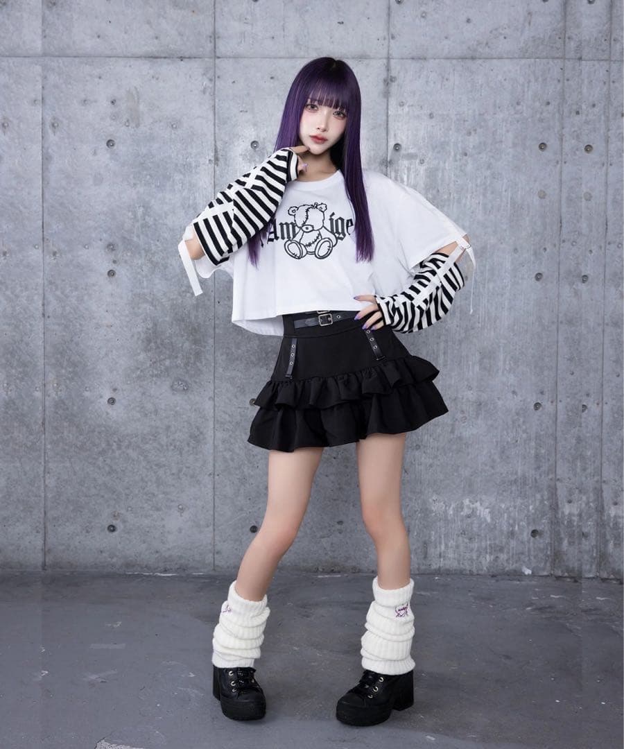 Amilige コルセット風フリルスカート size-M