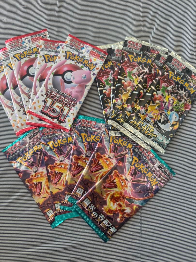 未開封★ポケモンカードパック3種セット151、シャイニートレジャーex、黒炎