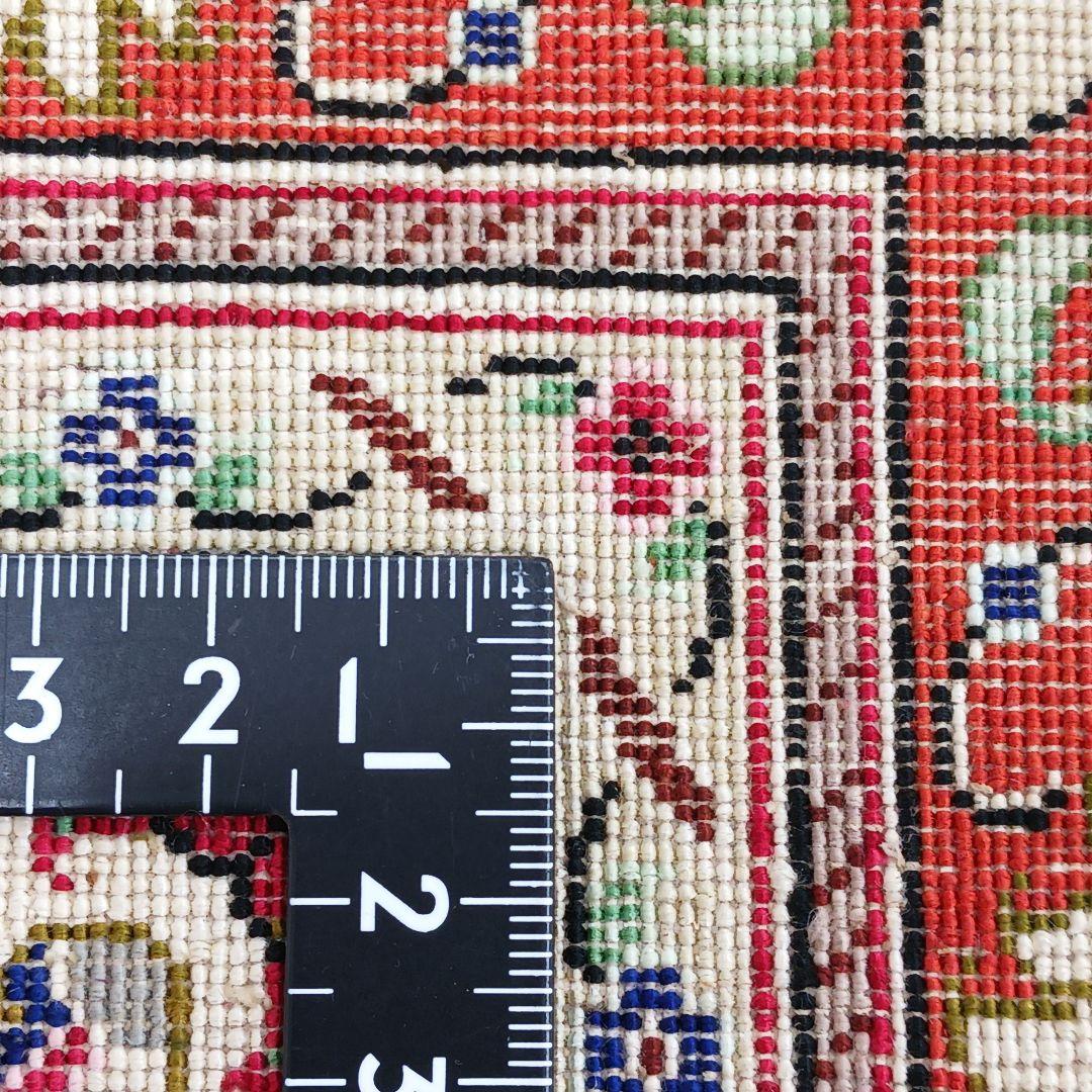 Y3292 高級ペルシャ絨毯 クム産 工房サイン シルク100% 手織り