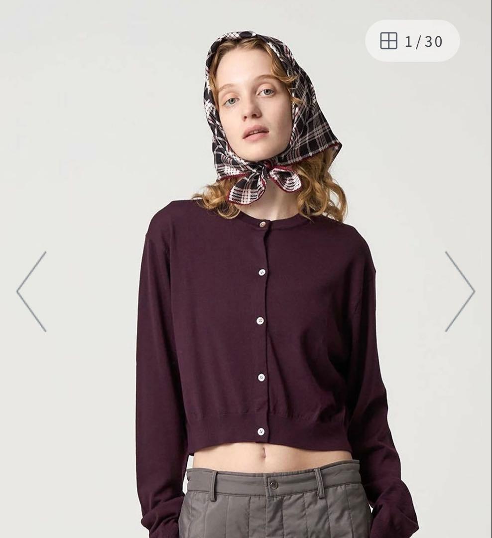 roku ウール クロップド カーディガン