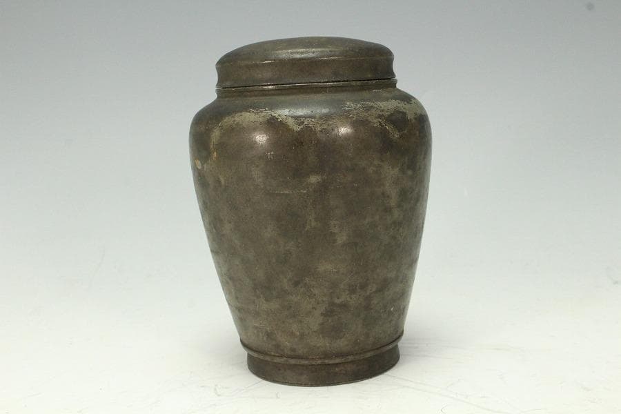 中国美術 煎茶 唐物 古錫 茶入 尚天泰造 時代物 古美術(K-YC457)